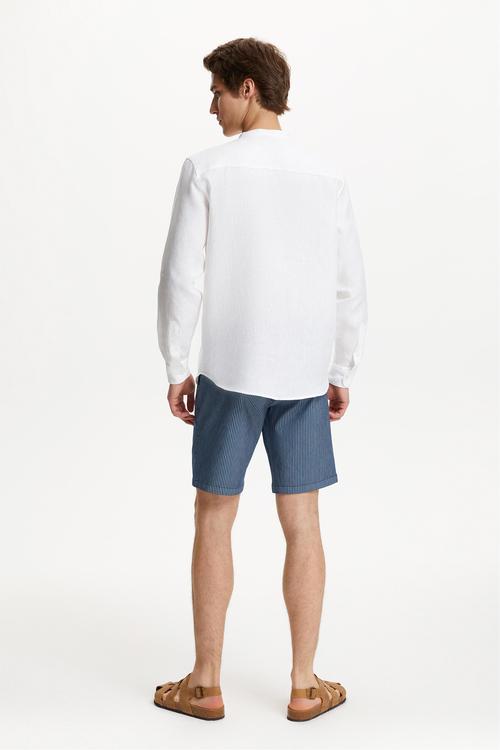  HAKİM YAKA REGULAR FIT KETEN GÖMLEK