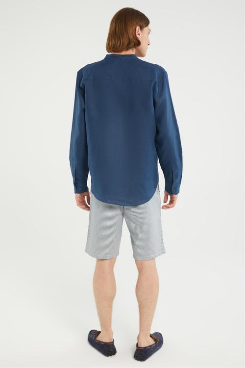  HAKİM YAKA REGULAR FIT KETEN GÖMLEK