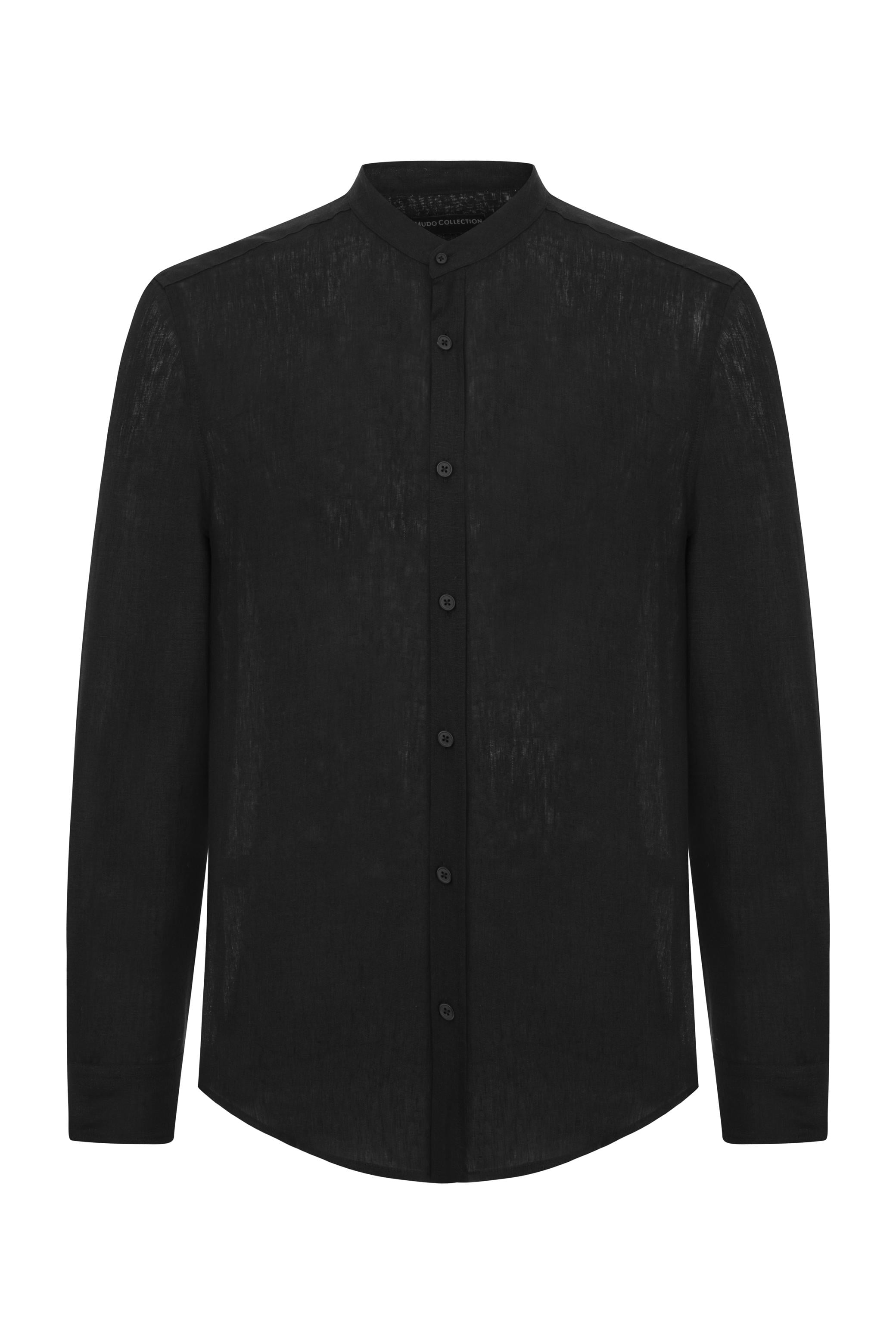 HAKİM YAKA REGULAR FIT KETEN GÖMLEK