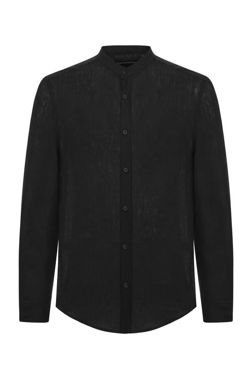  HAKİM YAKA REGULAR FIT KETEN GÖMLEK