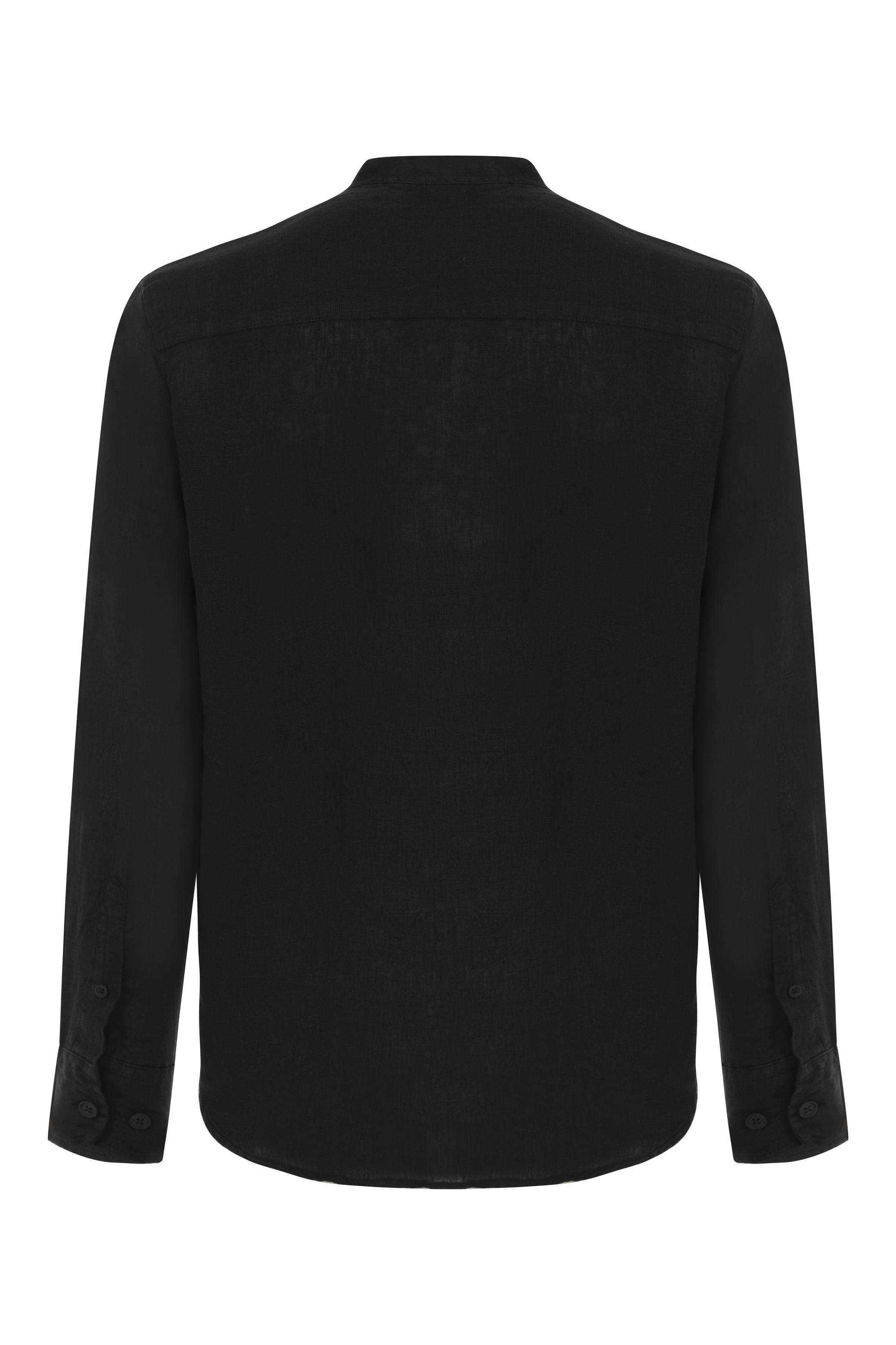 YARIM DÜĞMELİ HAKİM YAKA KETEN GÖMLEK