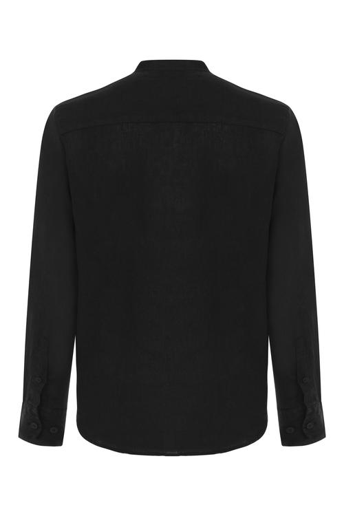  YARIM DÜĞMELİ HAKİM YAKA KETEN GÖMLEK