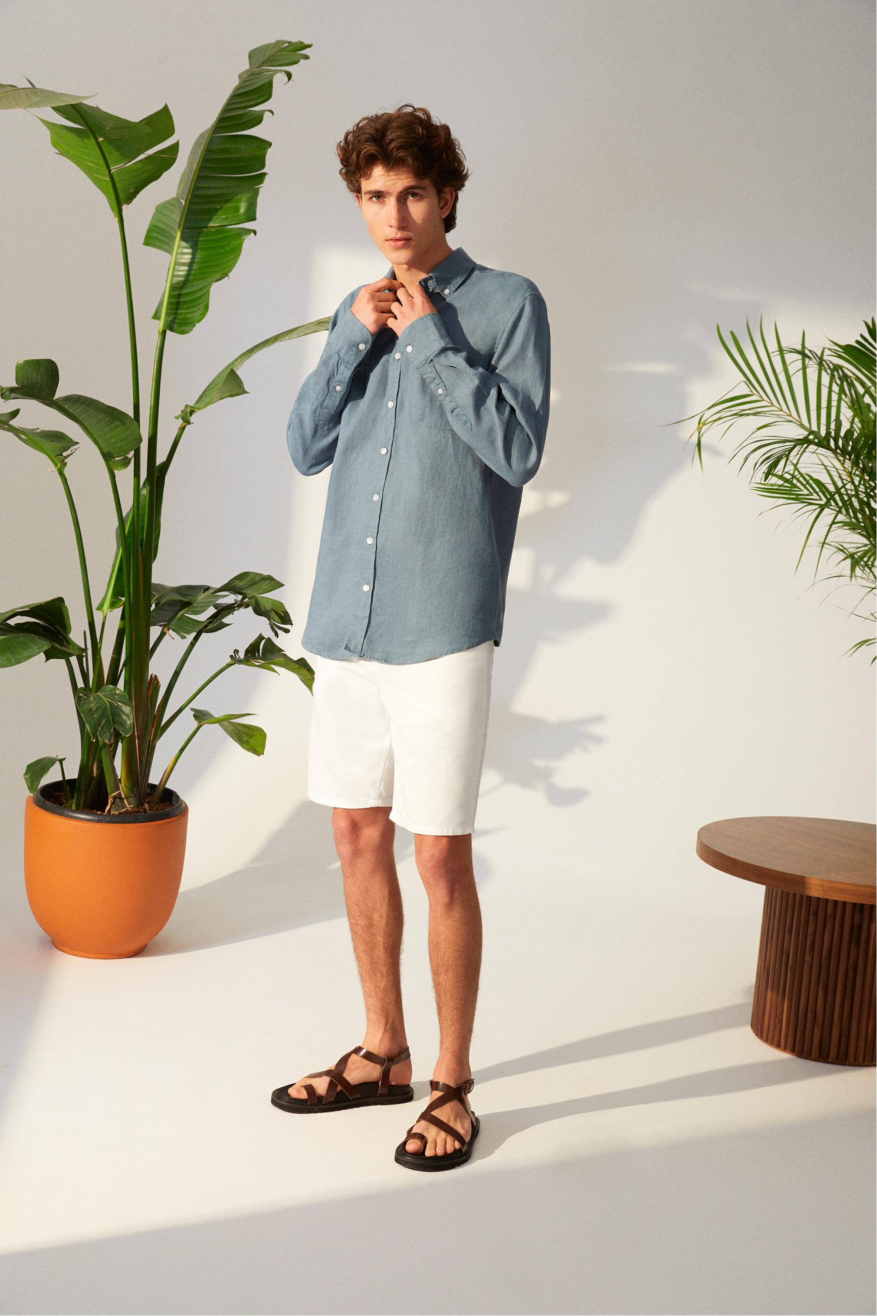 REGULAR FIT KETEN GÖMLEK