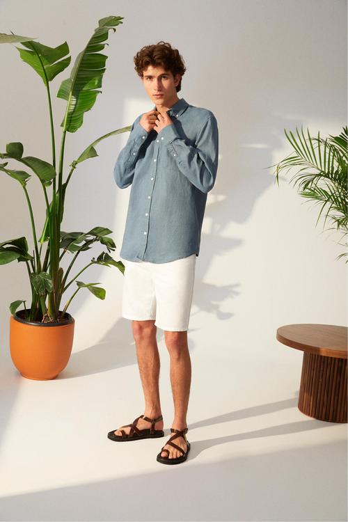  REGULAR FIT KETEN GÖMLEK