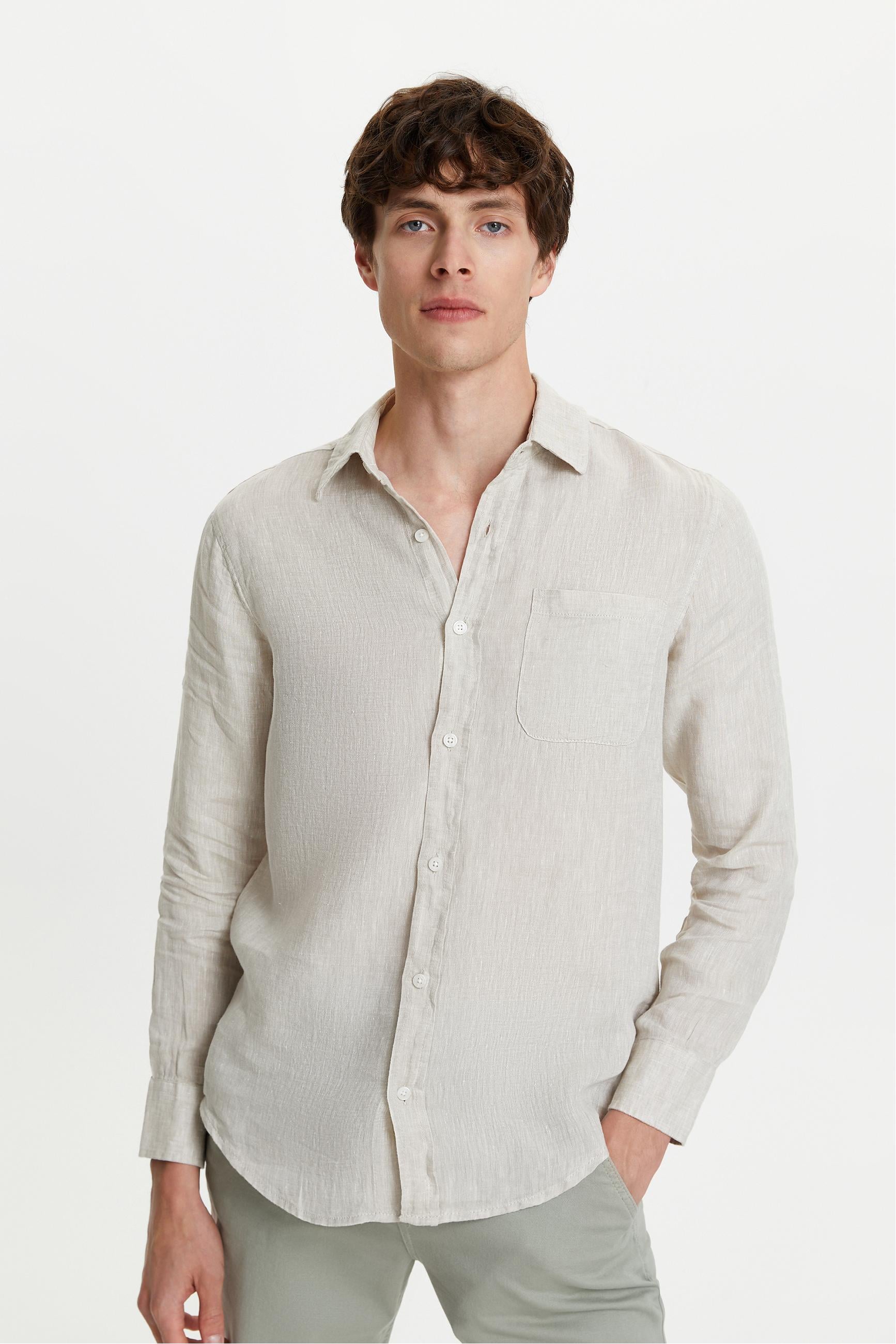 REGULAR FIT KETEN GÖMLEK