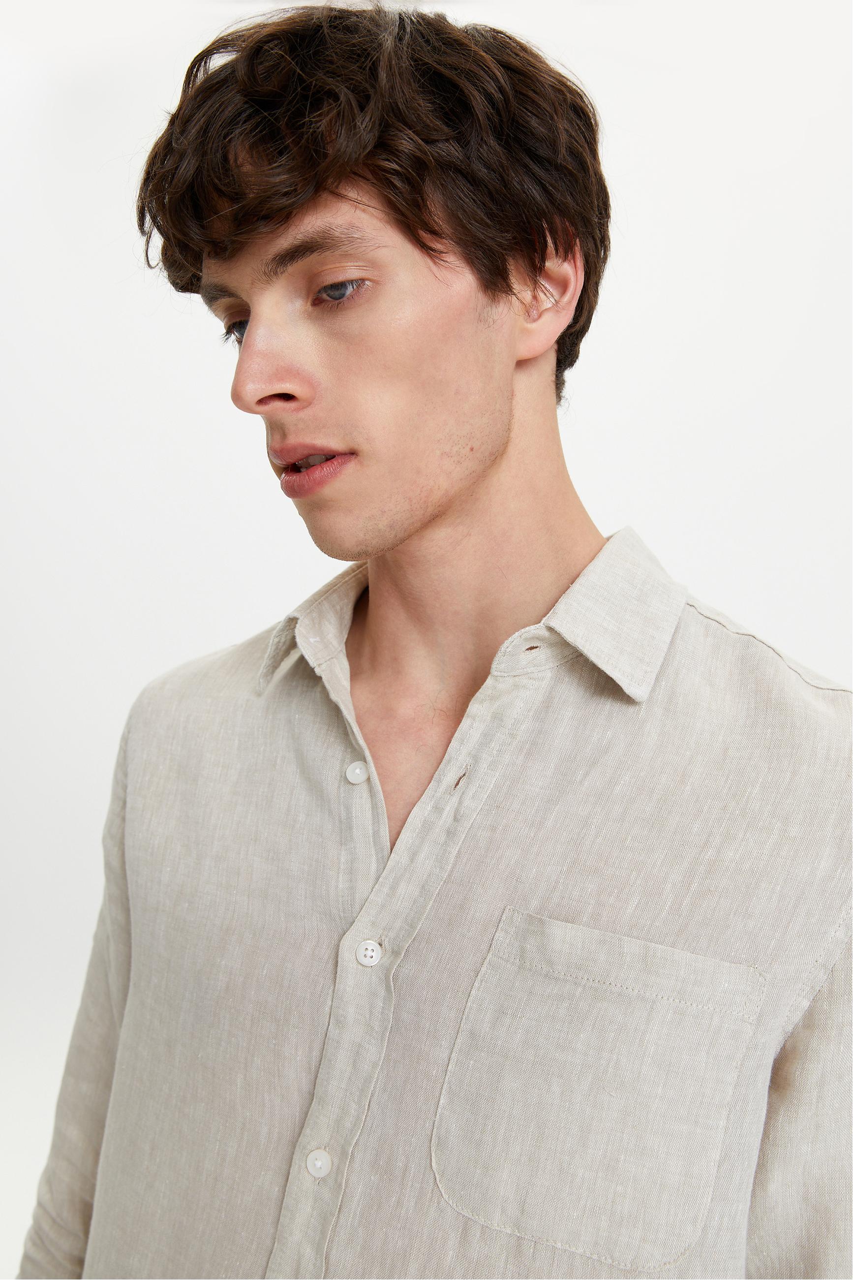 REGULAR FIT KETEN GÖMLEK