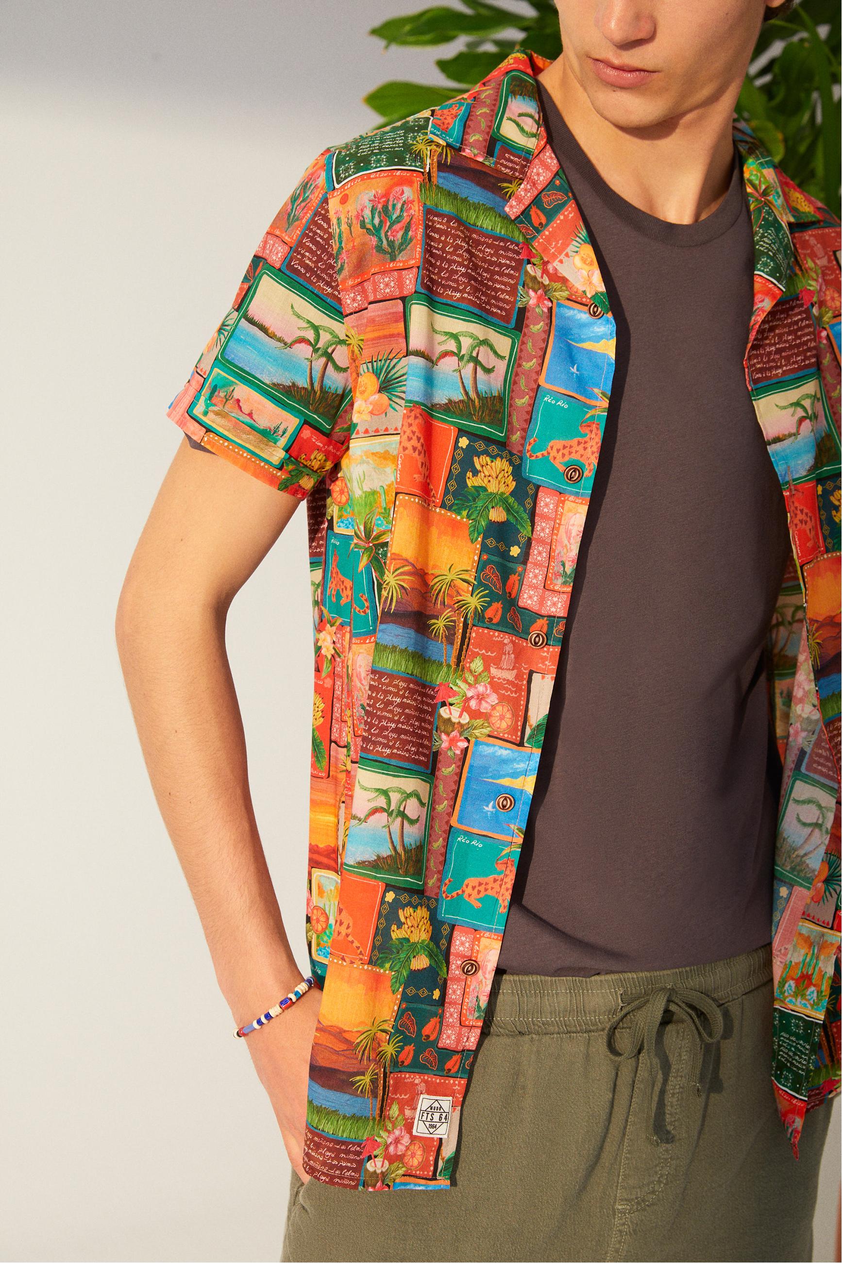 DESENLİ KISA KOLLU REGULAR FIT GÖMLEK