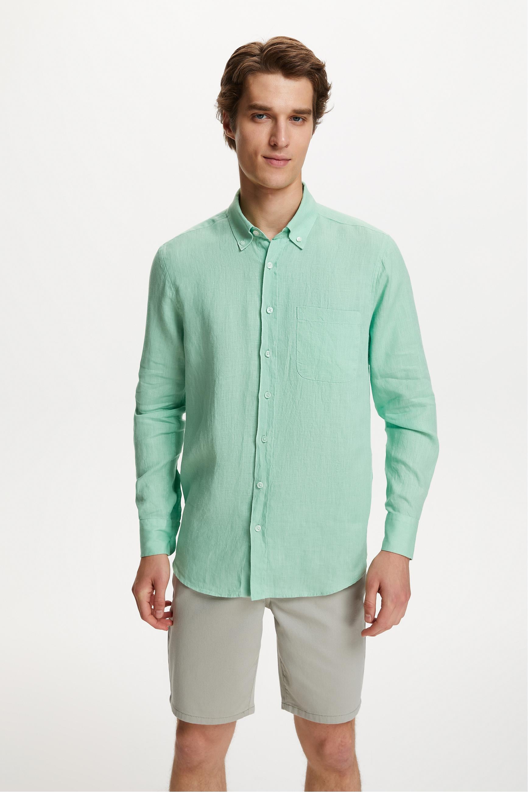 REGULAR FIT KETEN GÖMLEK