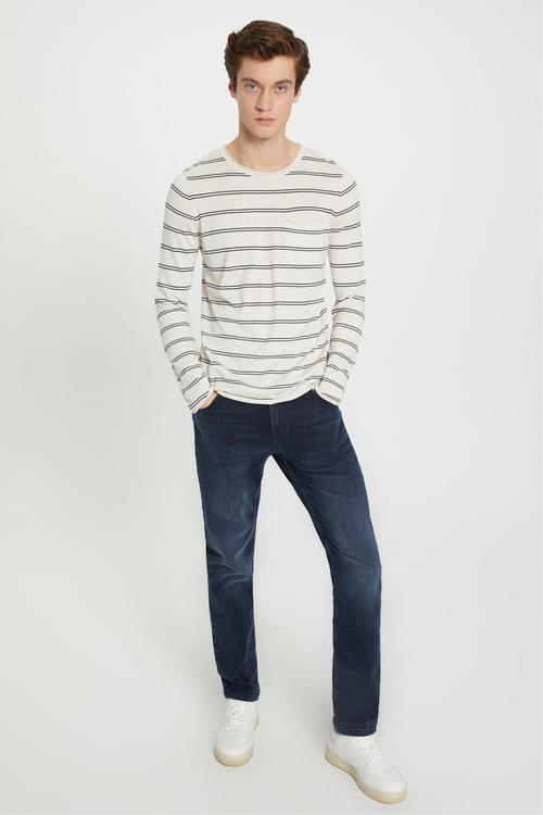  BİSİKLET YAKA ÇİZGİLİ TRİKO KAZAK