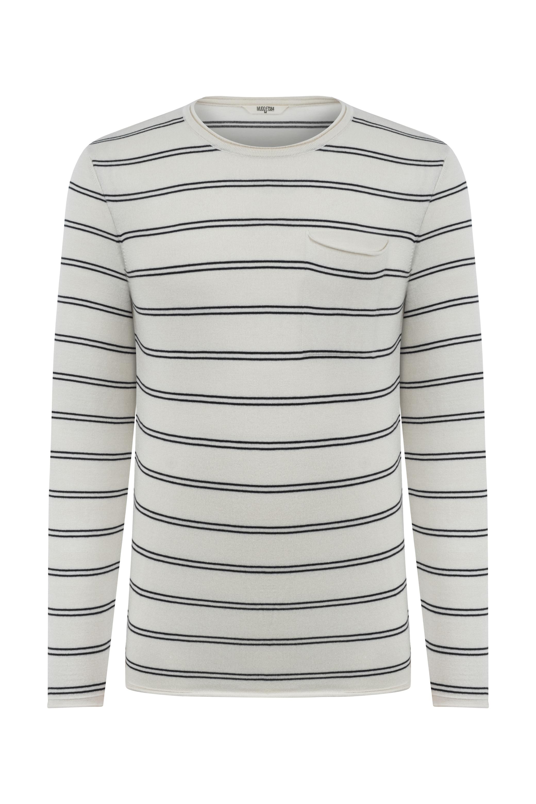 BİSİKLET YAKA ÇİZGİLİ TRİKO KAZAK