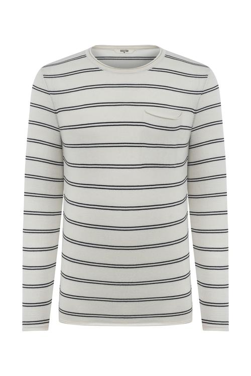  BİSİKLET YAKA ÇİZGİLİ TRİKO KAZAK