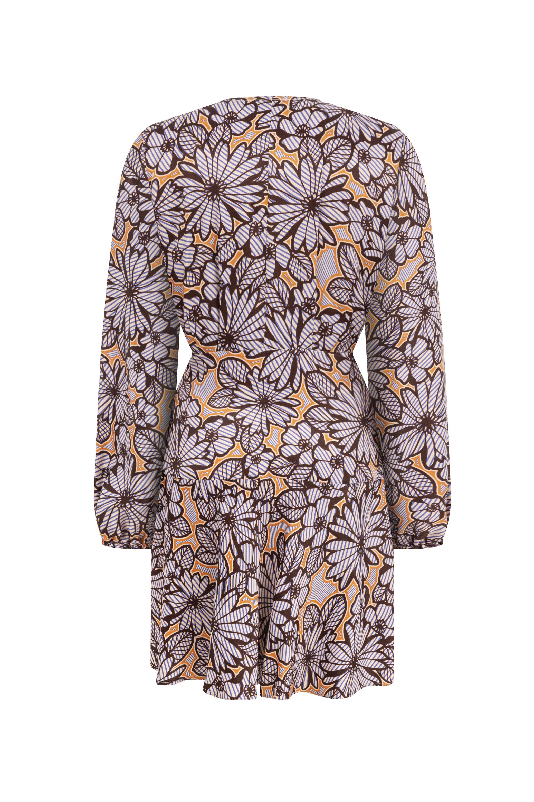 ÇİÇEK DESENLİ KRUVAZE MİNİ ELBİSE