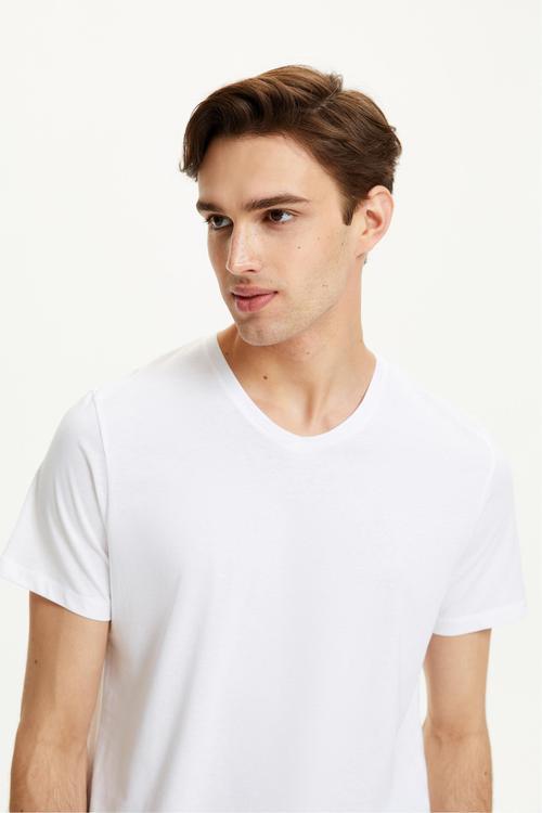  V YAKA KISA KOLLU T-SHIRT