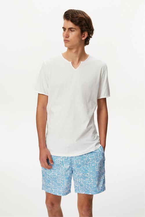  V YAKA KISA KOLLU T-SHIRT