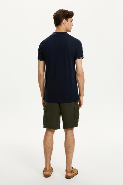  DOKULU POLO YAKA KISA KOLLU T-SHIRT