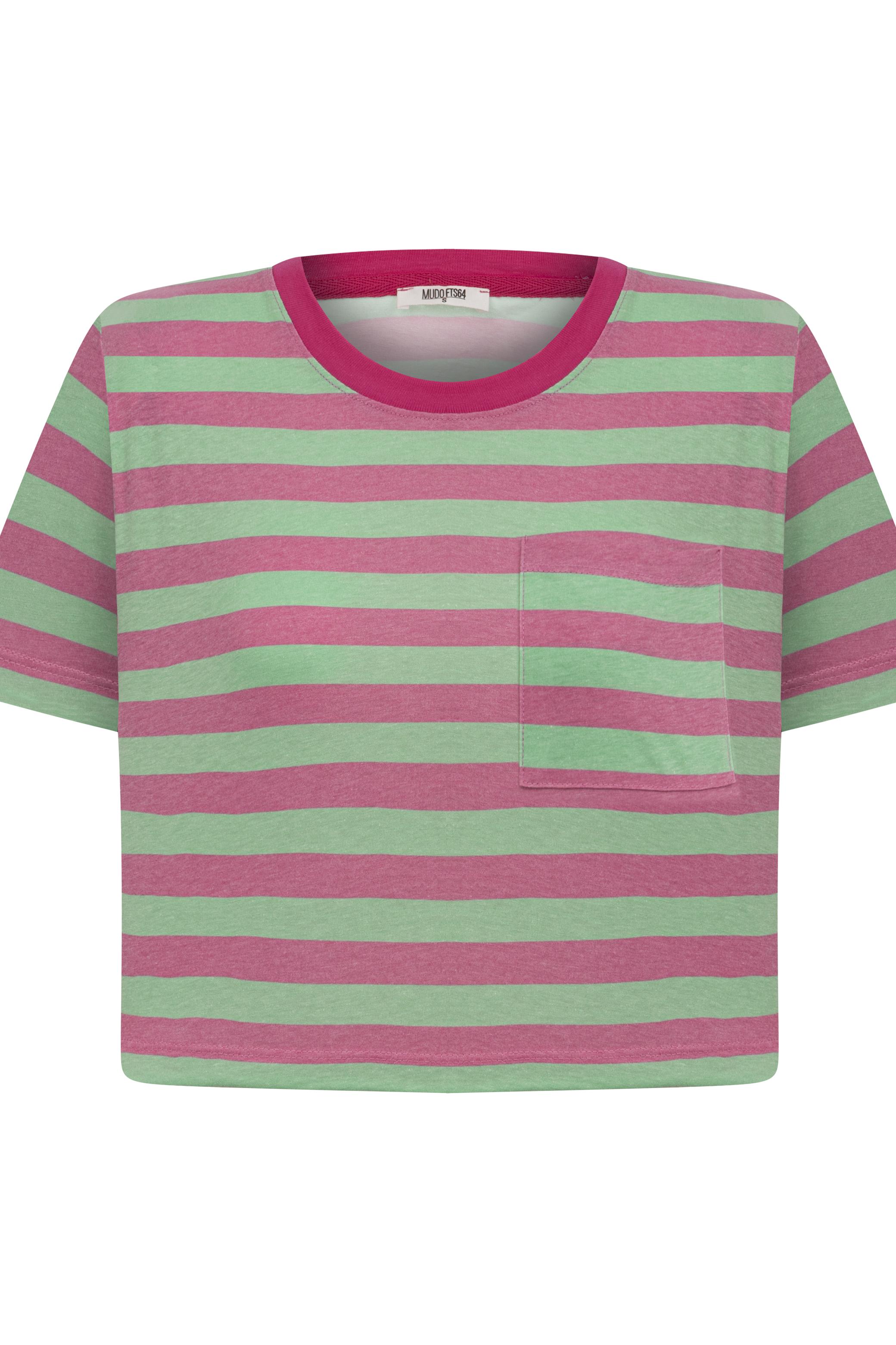 ÇİZGİLİ KISA KOLLU CROP T-SHIRT