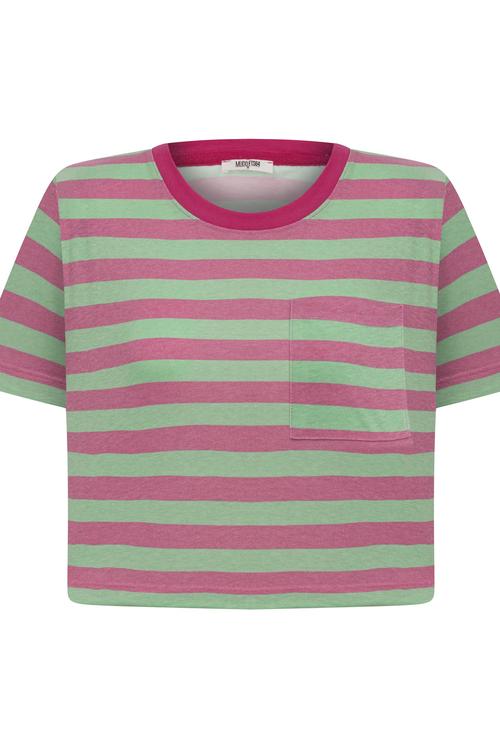  ÇİZGİLİ KISA KOLLU CROP T-SHIRT