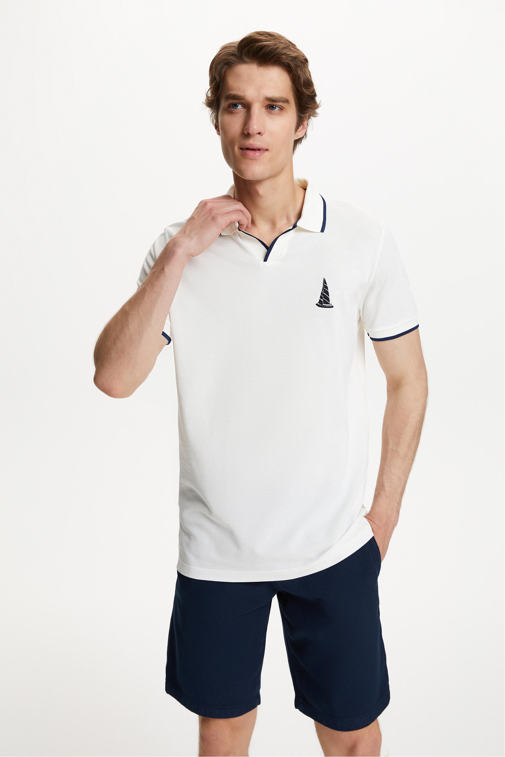 MARİN DETAYLI POLO YAKA KISA KOLLU T-SHIRT