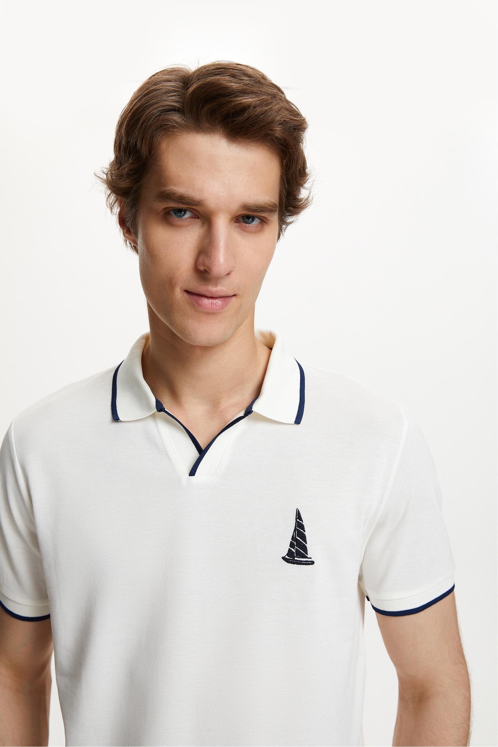 MARİN DETAYLI POLO YAKA KISA KOLLU T-SHIRT