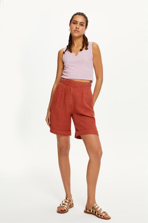  KEMERLİ KETEN ŞORT