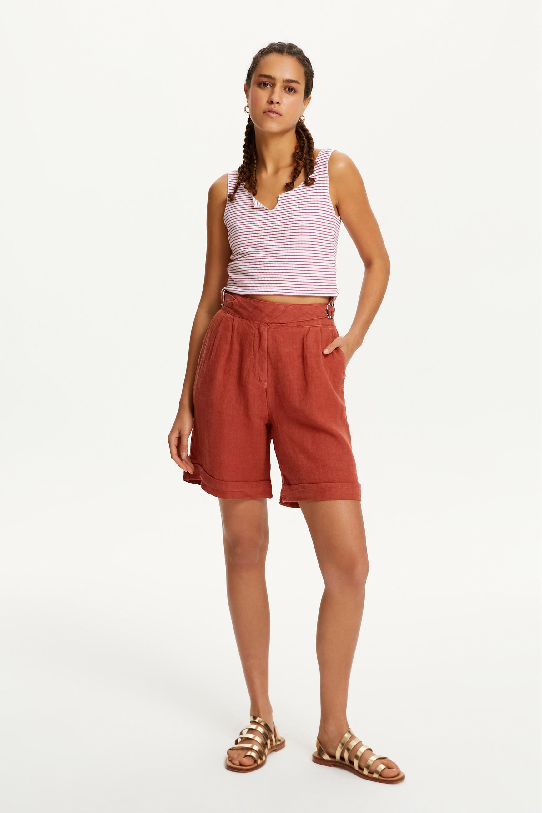 KEMERLİ KETEN ŞORT