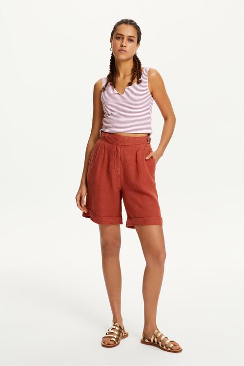  KEMERLİ KETEN ŞORT