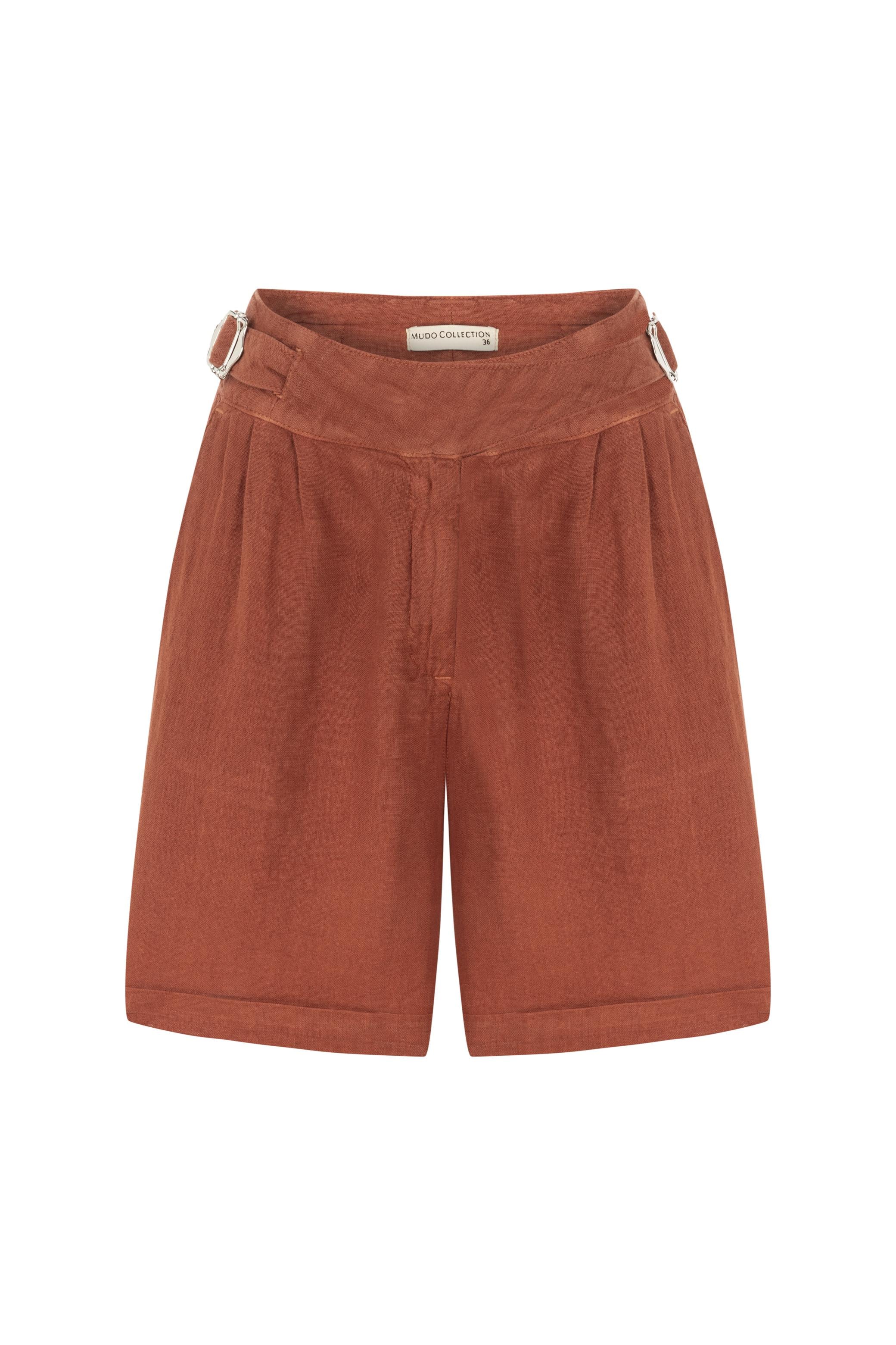 KEMERLİ KETEN ŞORT