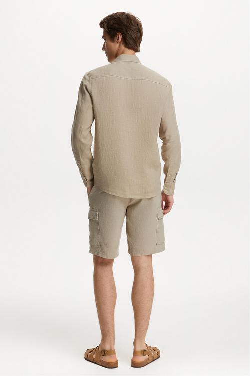  SLIM FIT KETEN GÖMLEK