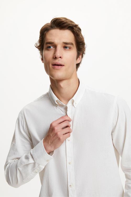  KETEN KARIŞIMLI REGULAR FIT GÖMLEK