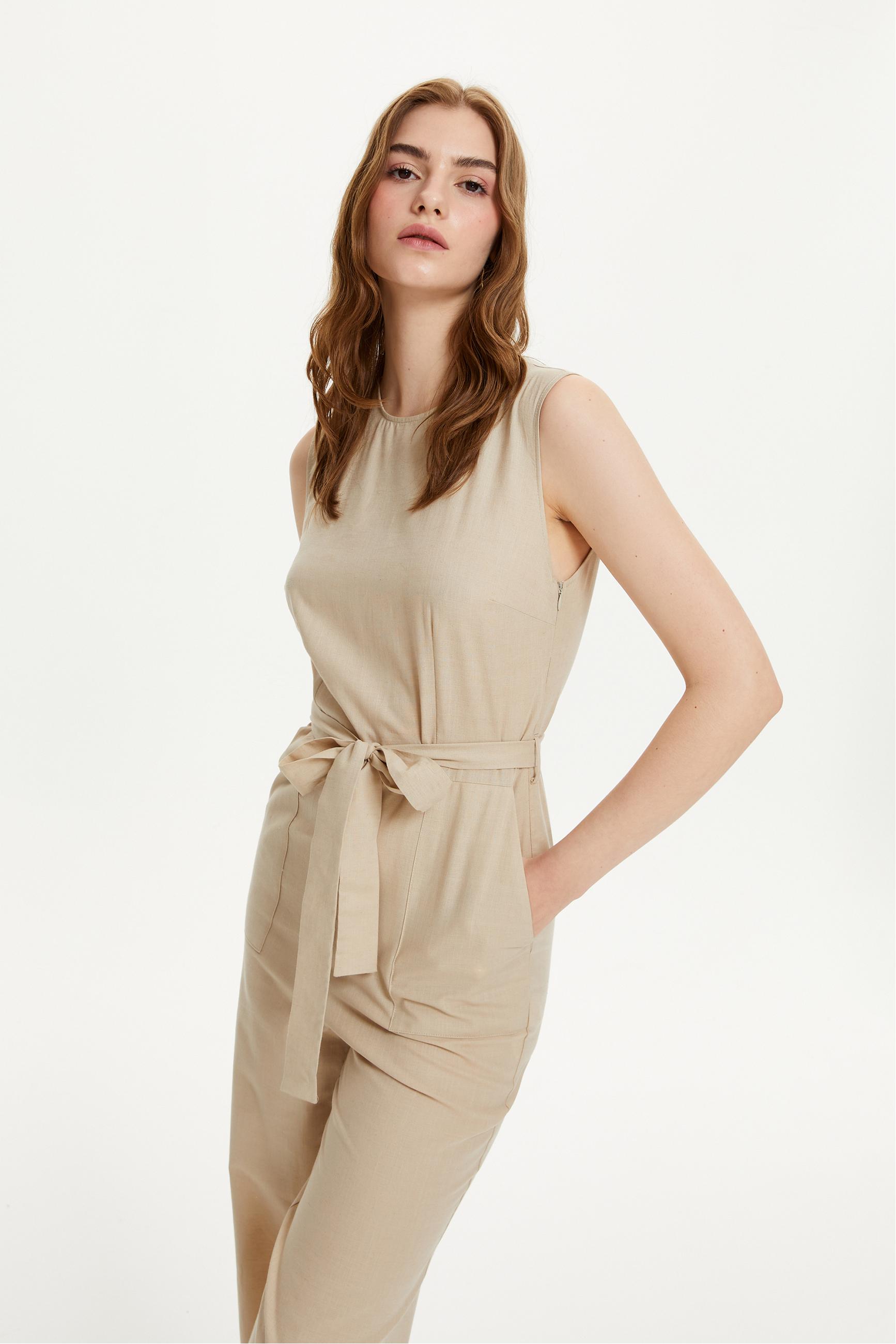 KETEN KARIŞIMLI KOLSUZ MAXI TULUM