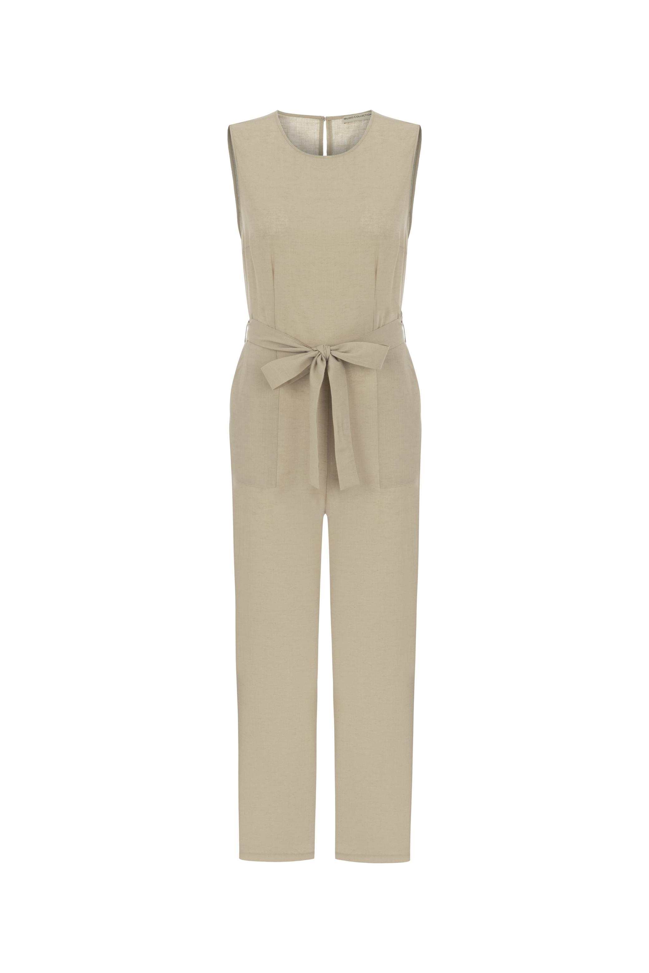 KETEN KARIŞIMLI KOLSUZ MAXI TULUM