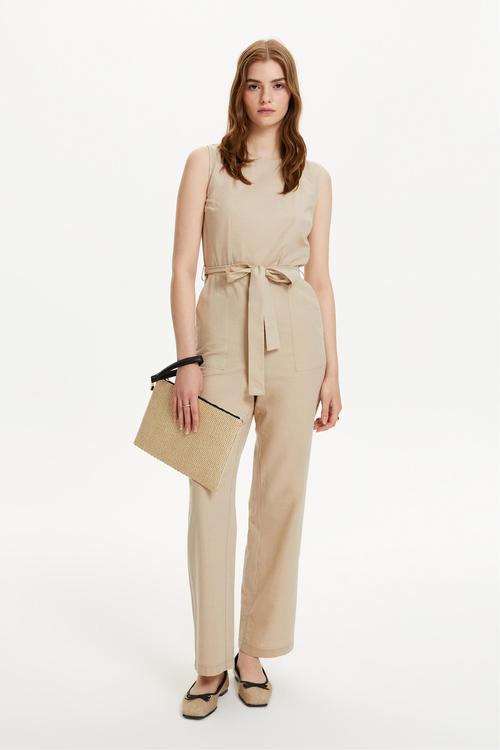  KETEN KARIŞIMLI KOLSUZ MAXI TULUM