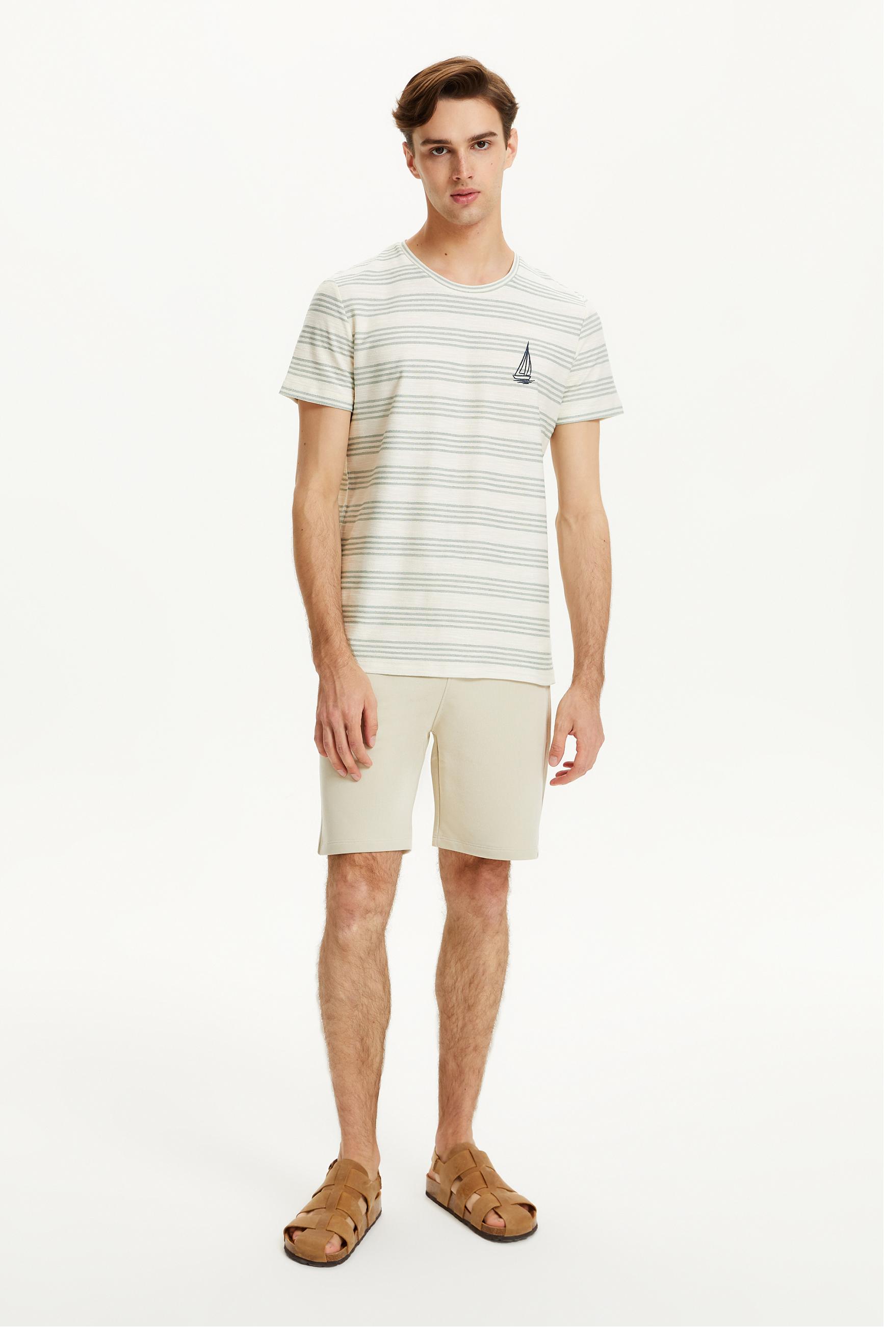 ÇİZGİLİ YELKEN DETAYLI KISA KOLLU T-SHIRT