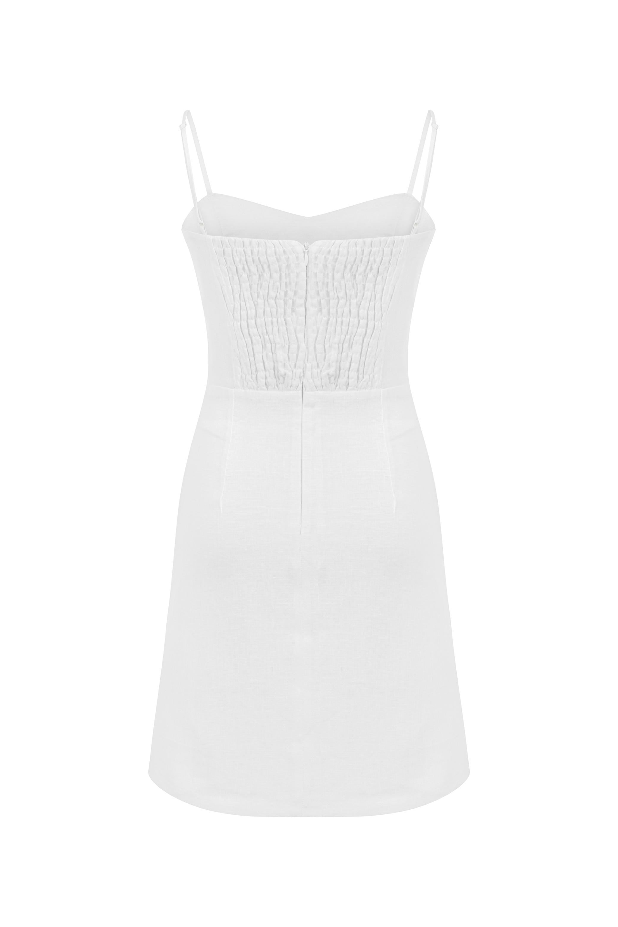 ASKILI MİNİ KETEN ELBİSE