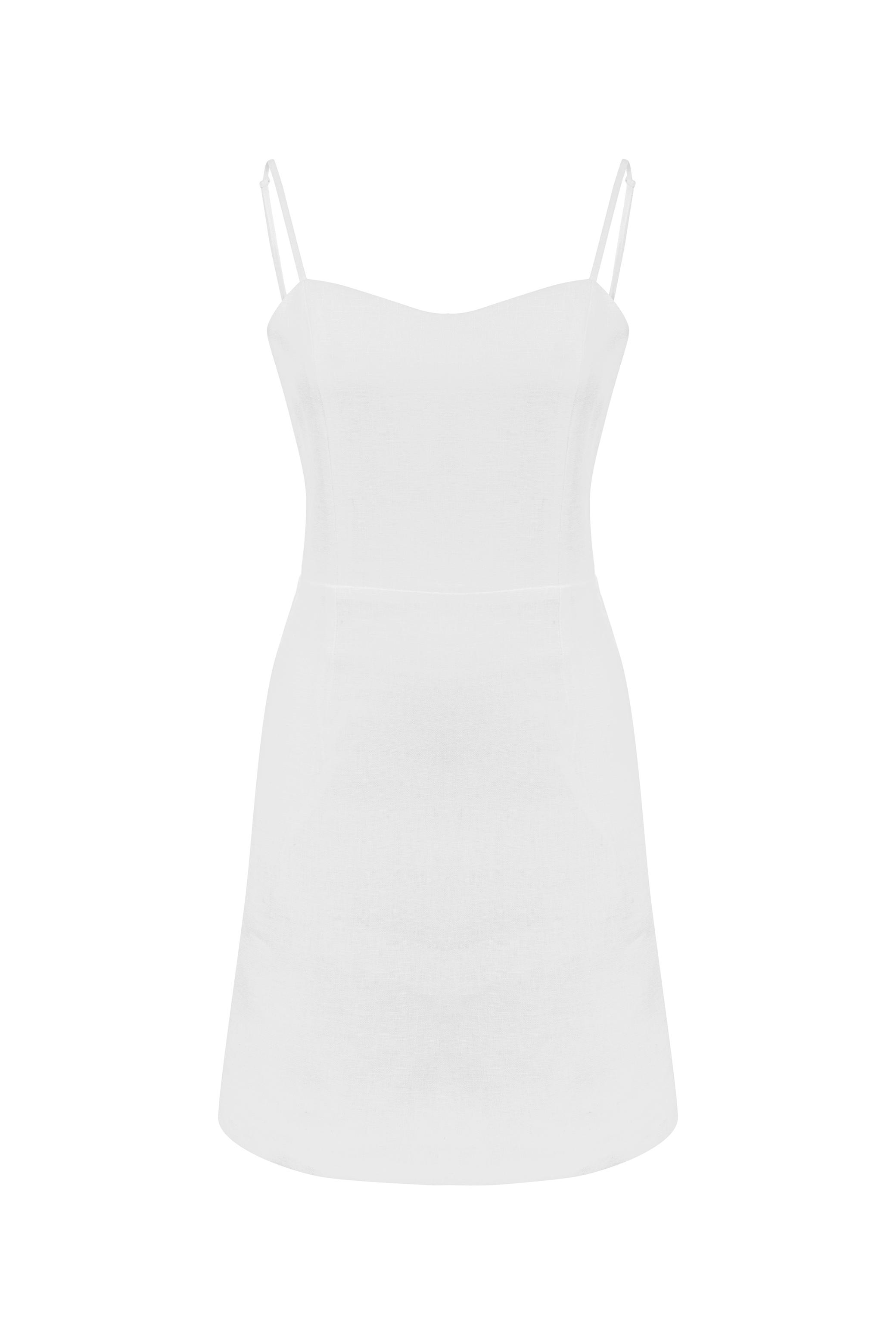 ASKILI MİNİ KETEN ELBİSE