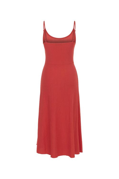  ASKILI DÜZ KESİM MİDİ ELBİSE