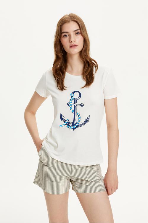  ÇAPA BASKILI BİSİKLET YAKA T-SHIRT