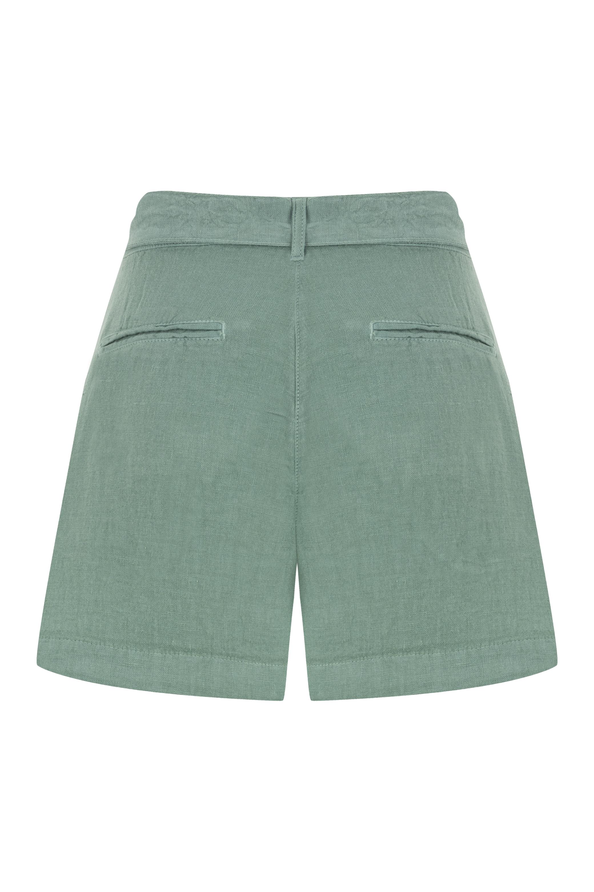 KUŞAKLI MİNİ KETEN ŞORT