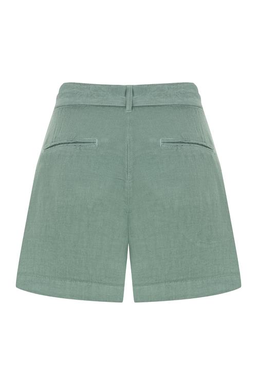  KUŞAKLI MİNİ KETEN ŞORT