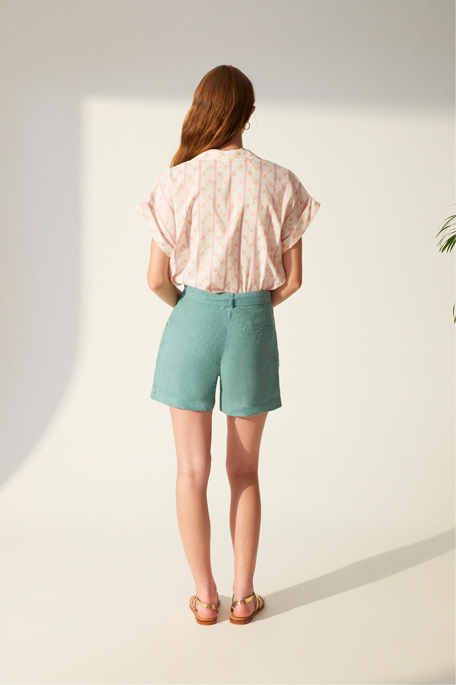 KUŞAKLI MİNİ KETEN ŞORT