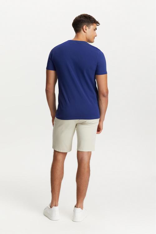  SLOGAN BASKILI KISA KOLLU T-SHIRT