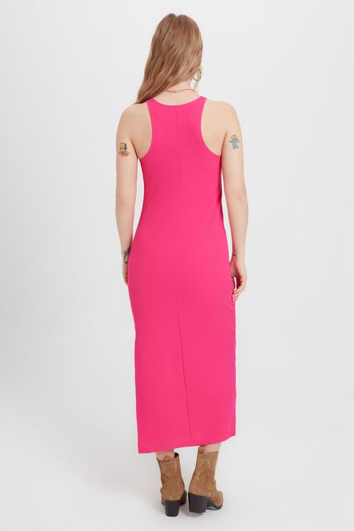  YIRTMAÇLI HALTER YAKA UZUN ELBİSE