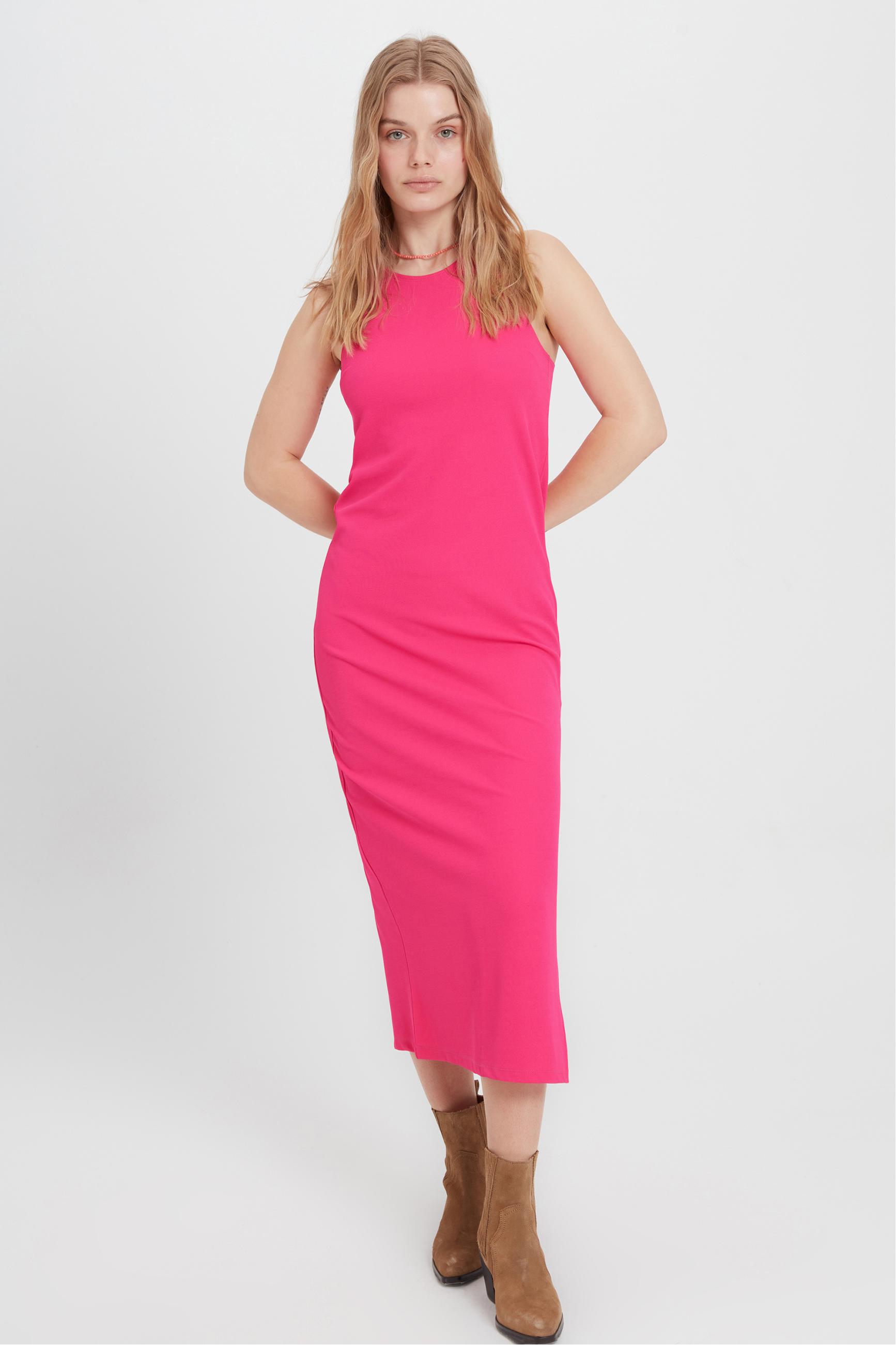 YIRTMAÇLI HALTER YAKA UZUN ELBİSE