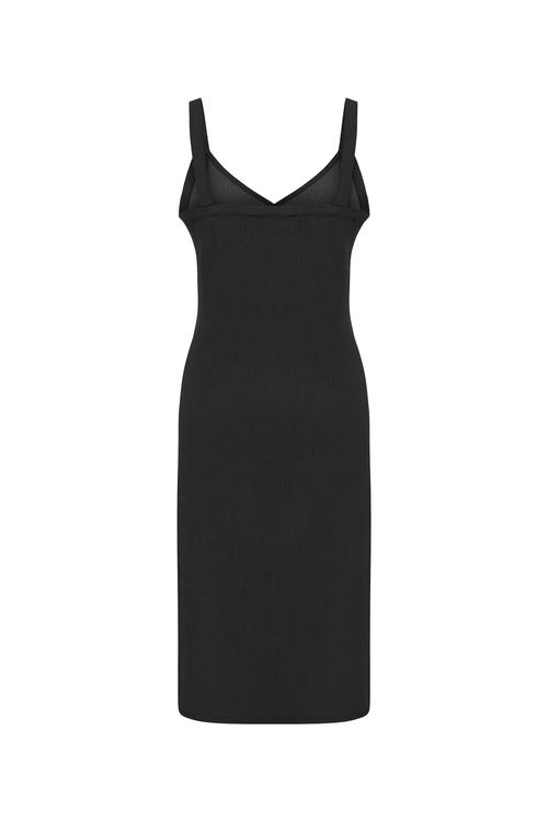  DOKULU KRUVAZE KESİM MİDİ ELBİSE