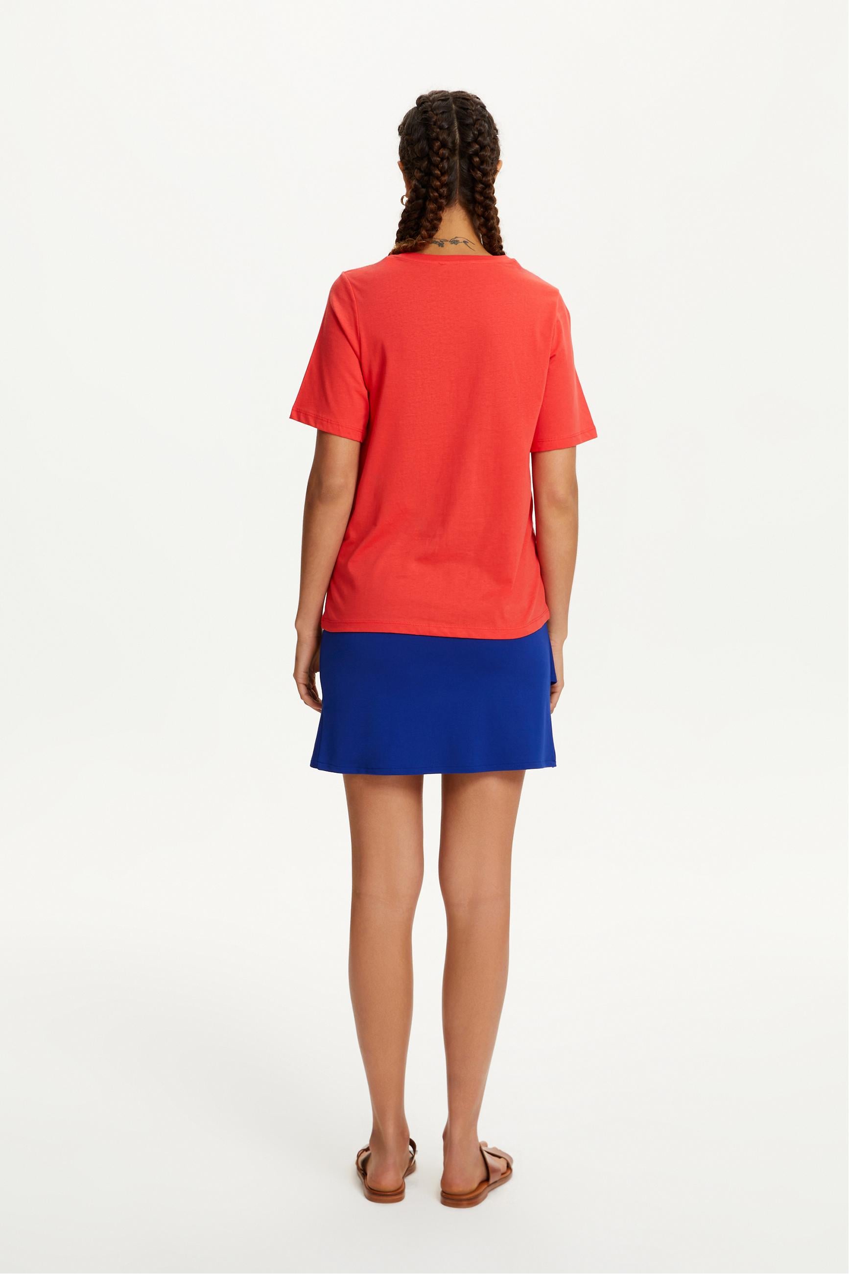 SLOGAN BASKILI BİSİKLET YAKA T-SHIRT