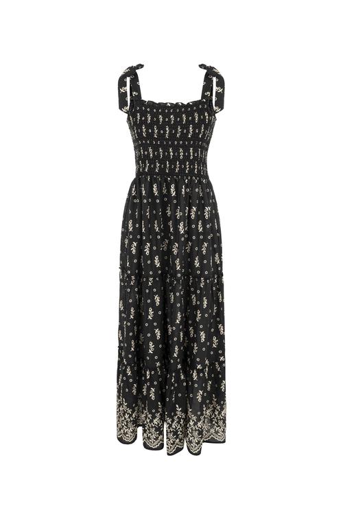  GİPELİ ETNİK DESENLİ UZUN ELBİSE