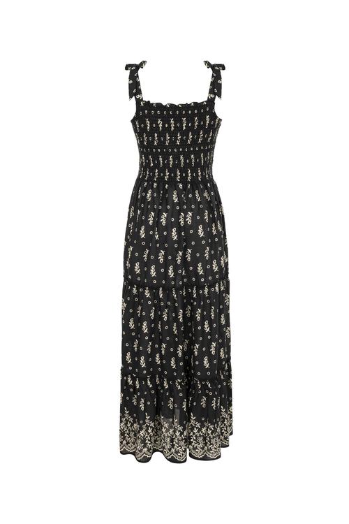  GİPELİ ETNİK DESENLİ UZUN ELBİSE