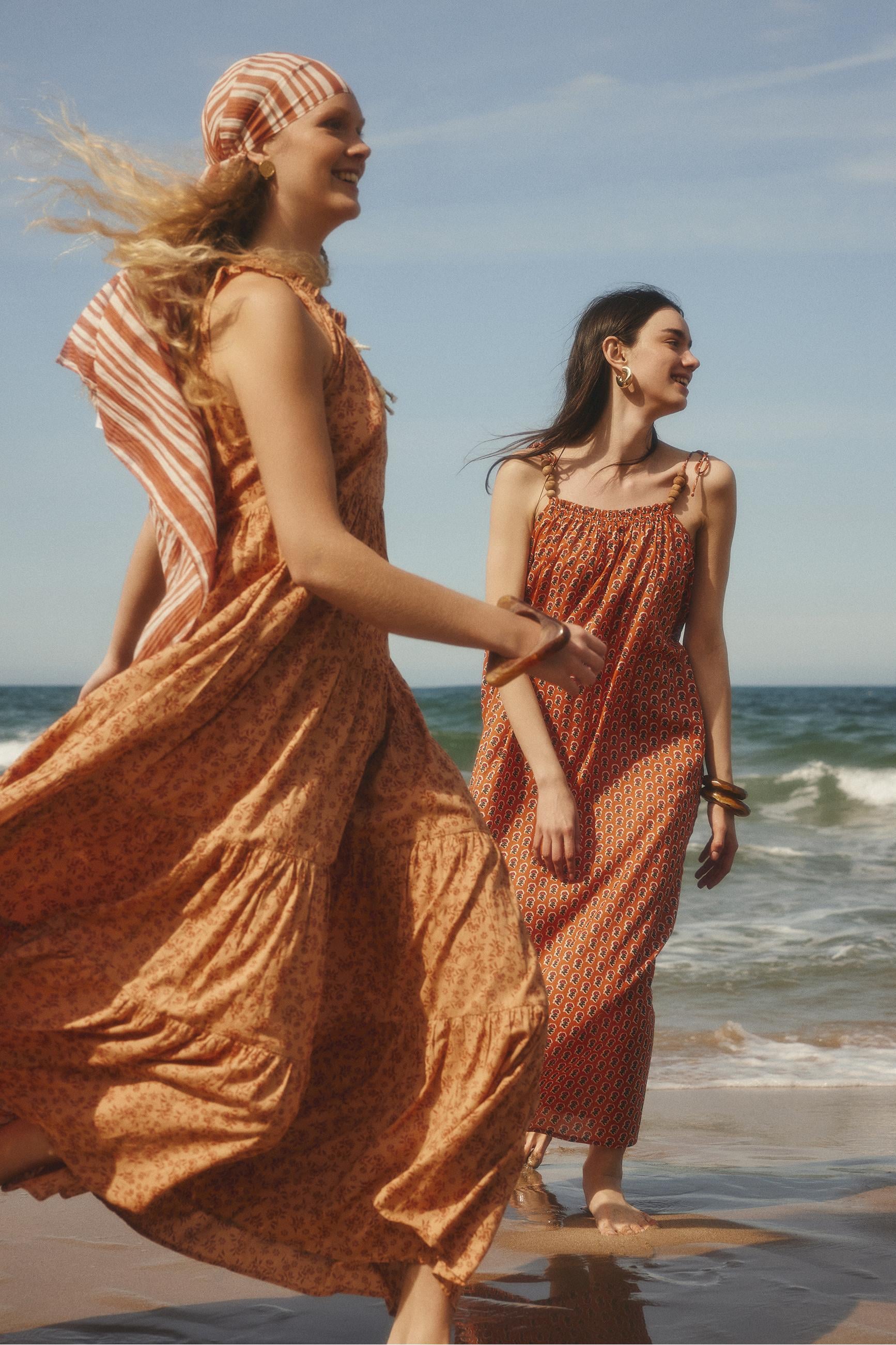 ETNİK DESENLİ A FORM UZUN ELBİSE