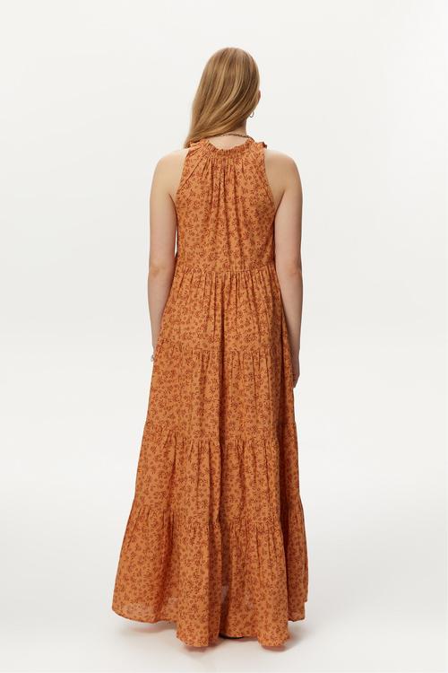  ETNİK DESENLİ A FORM UZUN ELBİSE