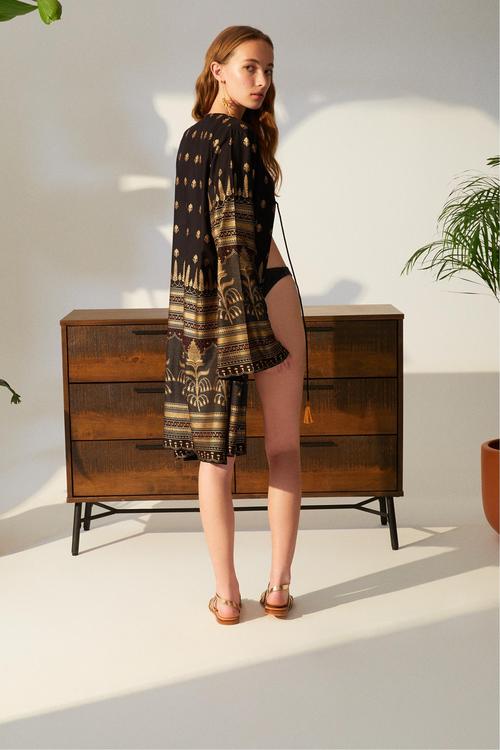  ETNİK DESENLİ PLAJ KİMONO